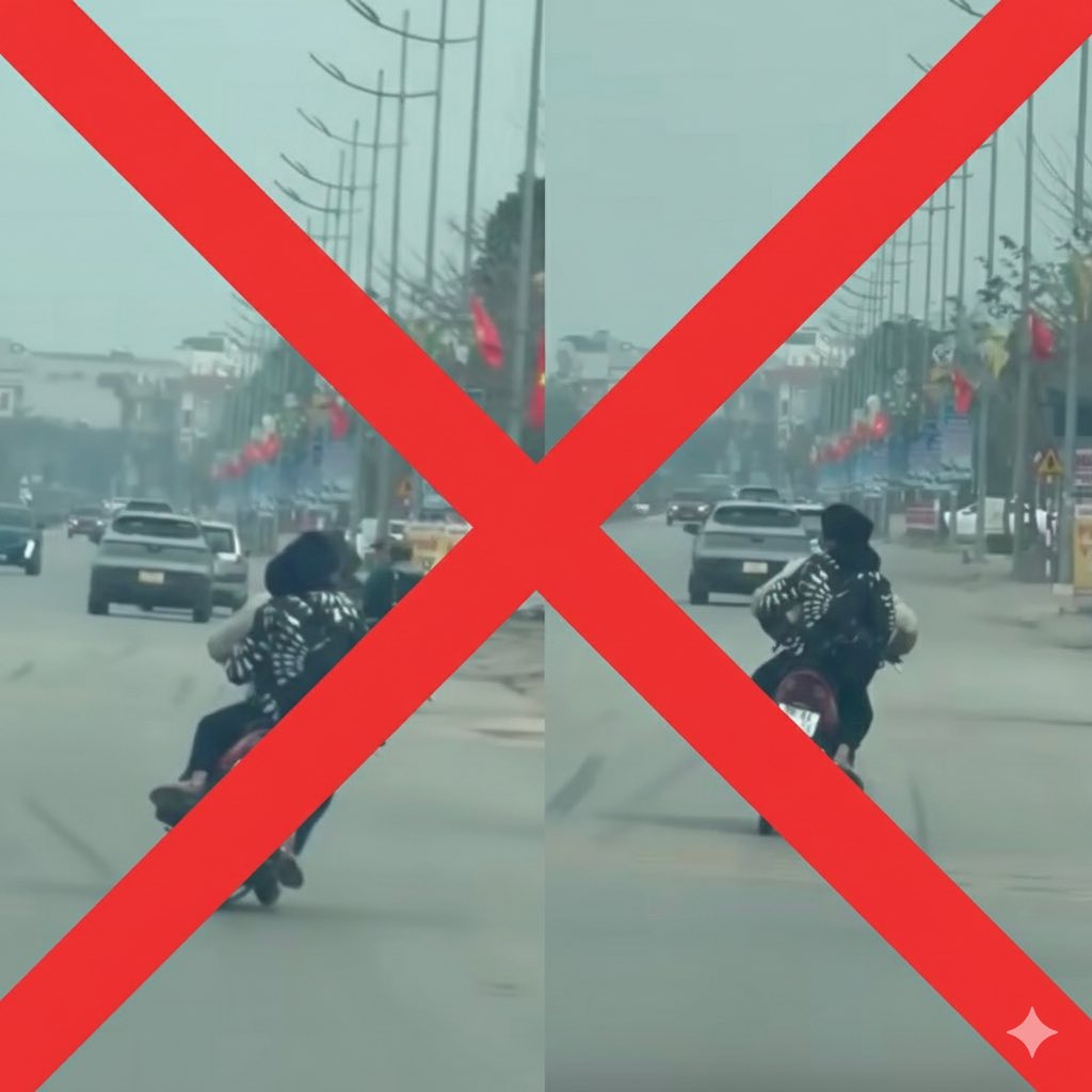Công an xã Tân Dĩnh xác minh, làm rõ nam thanh niên điều khiển xe lạng lách, đánh võng gây mất trật tự, an toàn giao thông