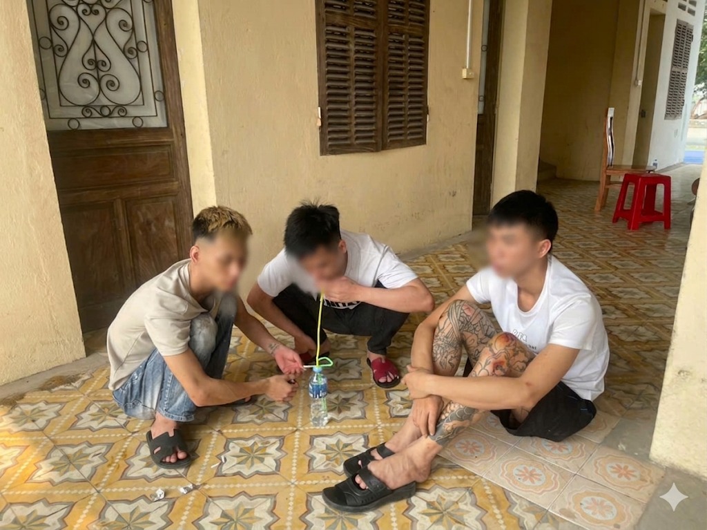 CÔNG AN XÃ HOÀNG VÂN PHÁT HIỆN, XỬ LÝ NHÓM ĐỐI TƯỢNG LIÊN QUAN ĐẾN HÀNH VI TỔ CHỨC SỬ DỤNG TRÁI PHÉP CHẤT MA TÚY