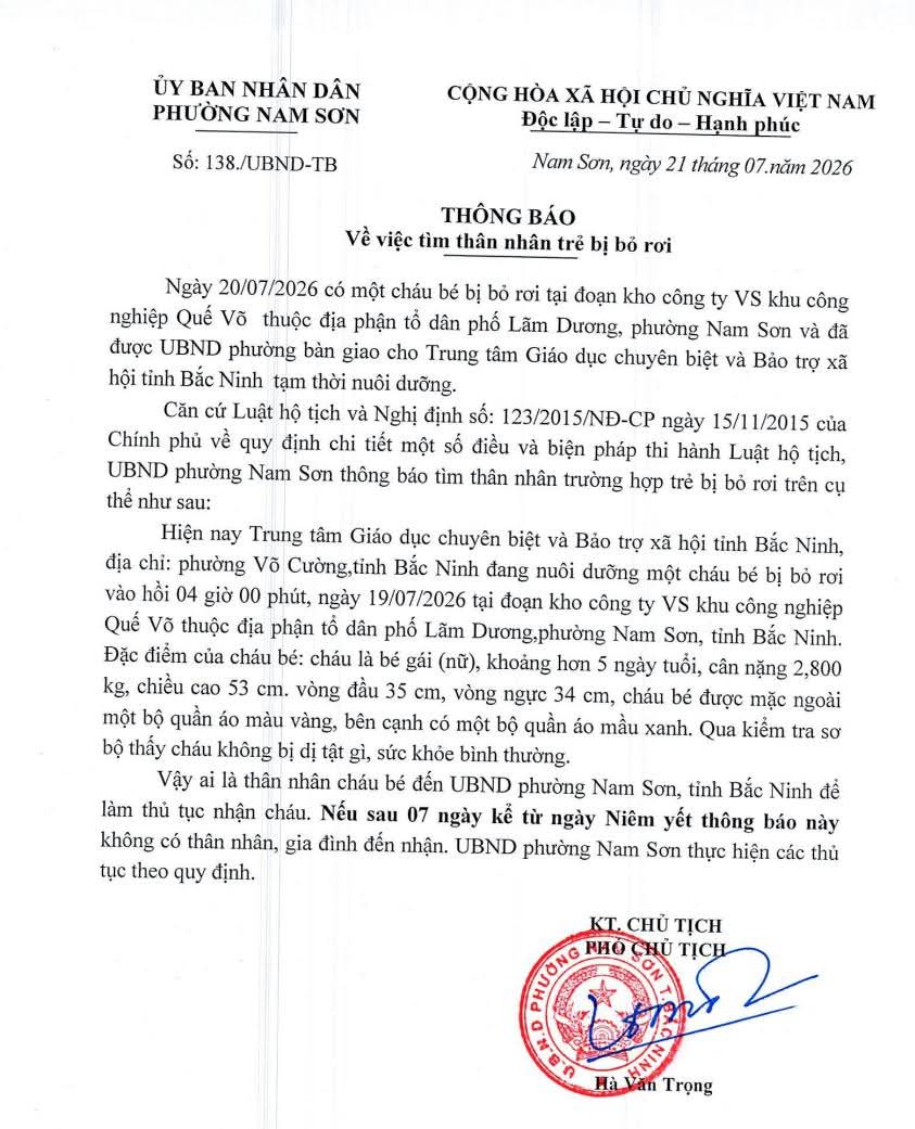 thông tin sự việc